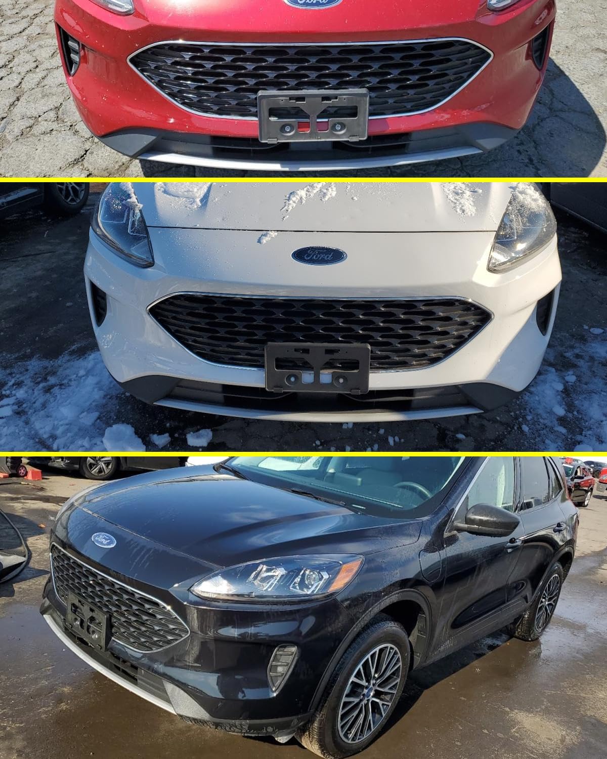 Front License Plate Frame for Ford Escape 2020 2021 2022 Front Bumper License Plate Holder Mounting Bracket Cover Replace # LJ6Z-17A385-AB Partslink # FO1068179