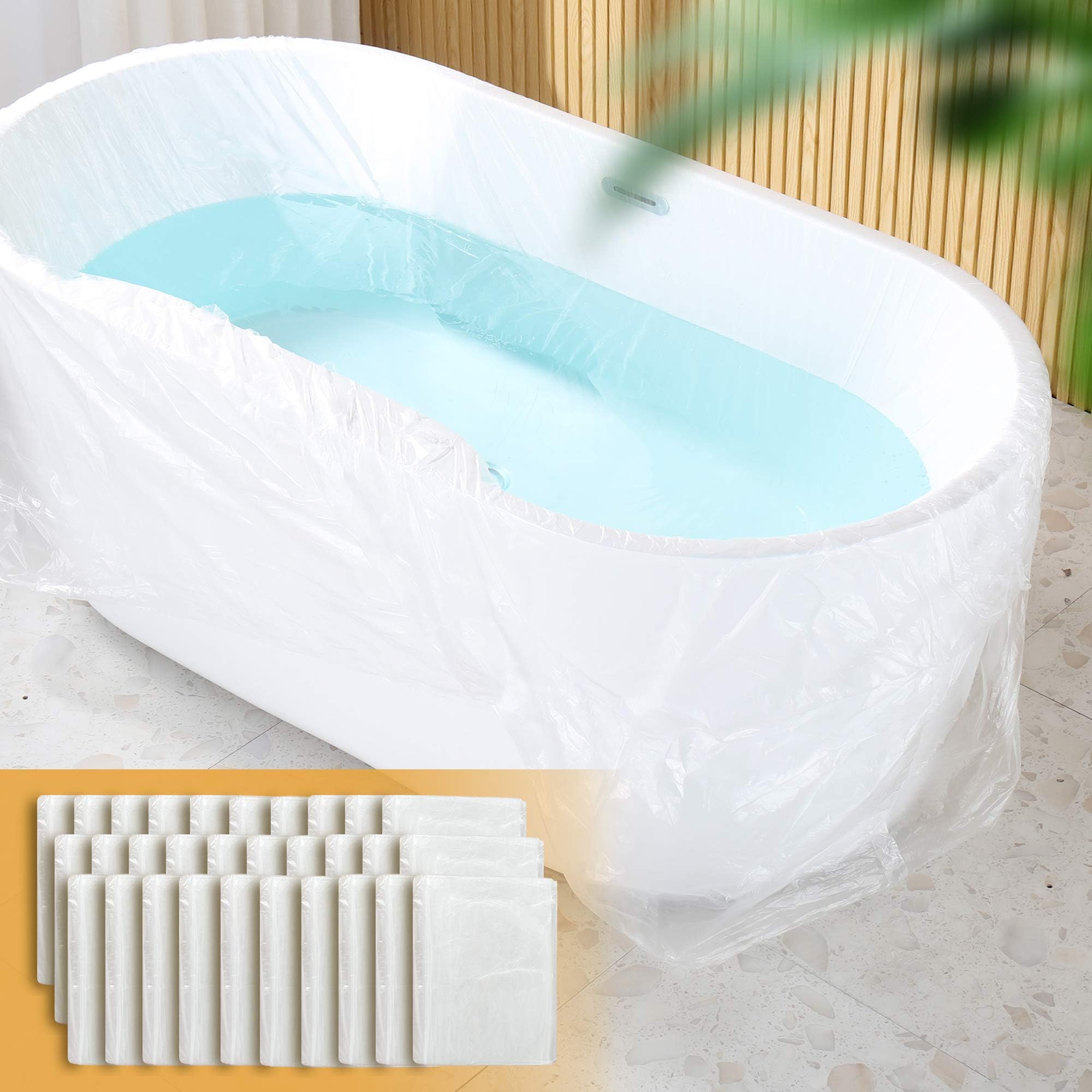 30 Pcs Disposable Bathtub Liner Large (102x47'), Bathtub Cover Liner, Bathtub Liners for Travel and Household Portable Bathtub Plastic Bag