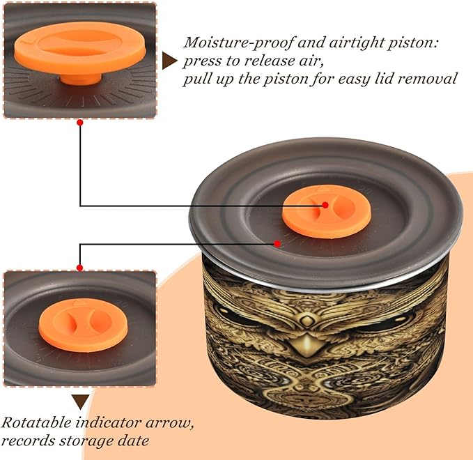 Coffee Canister Gold Owl Acero Inoxidable Hermético 30 OZ miniatura 4