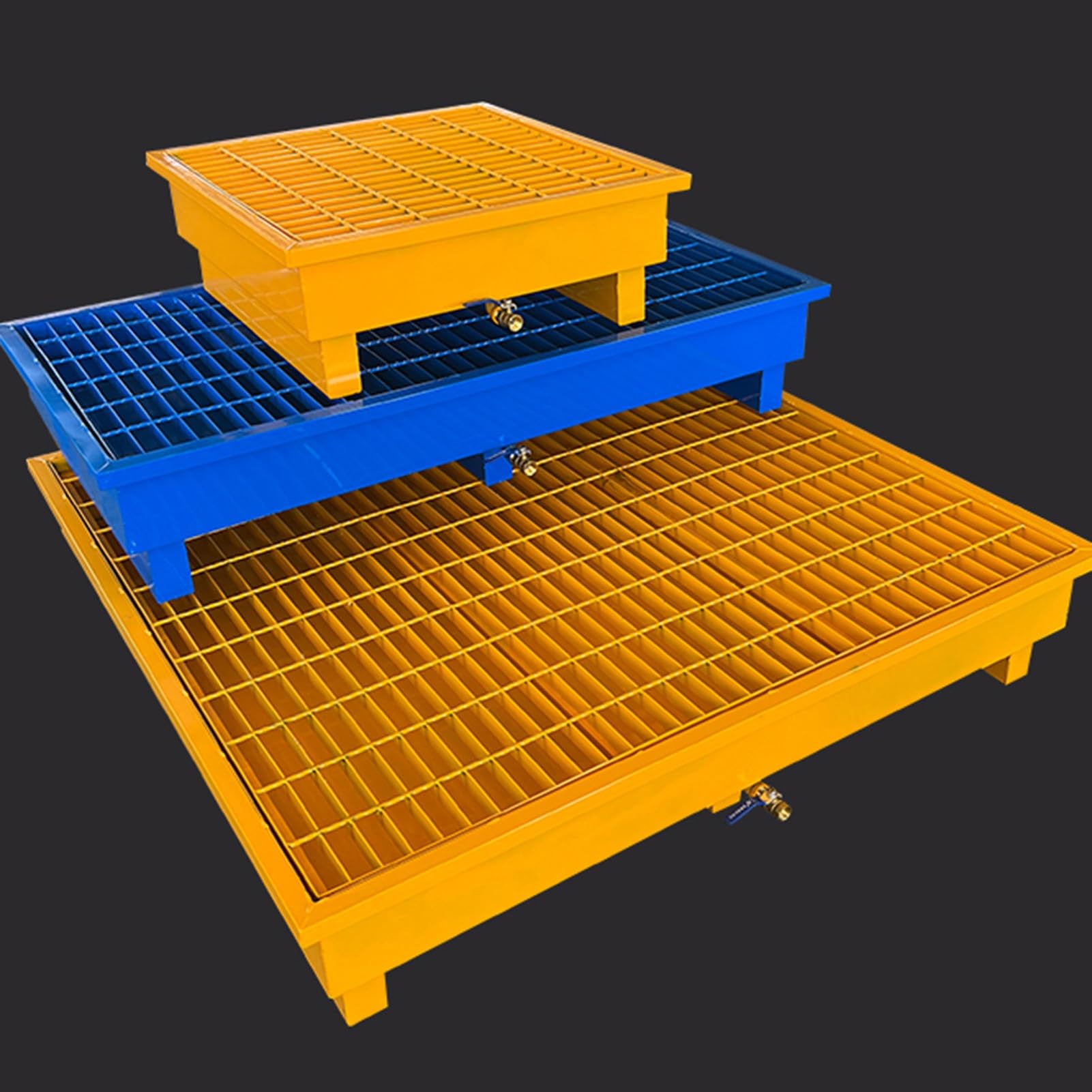 Plate-forme de confinement robuste, plate-forme anti-déversement pour bidons, plateau portable industriel pour le confinement des bidons d'huile, plateau anti-déversement avec grille supérieure