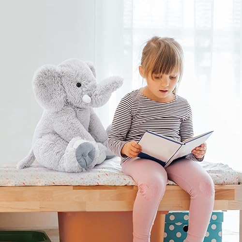 Miniatura 2 de Elefante de peluche gigante de 19.6 pulgadas, elefante gris de peluche para niños, regalo para niñas, cumpleaños, Navidad, día de San Valentín,
