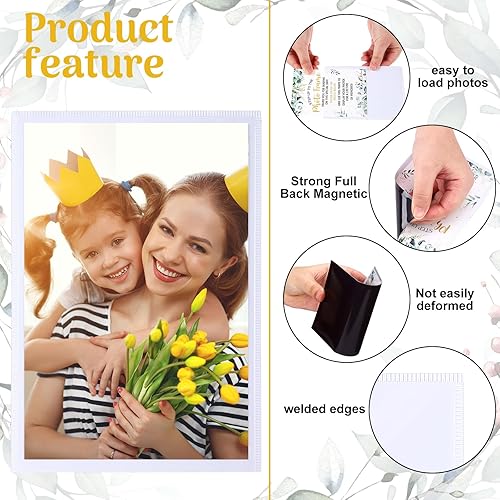 Miniatura 3 de Karenhi 100 portarretratos magnéticos a granel, marcos de fotos magnéticos de 4 x 6 pulgadas para refrigerador, fundas de fotos transparentes con