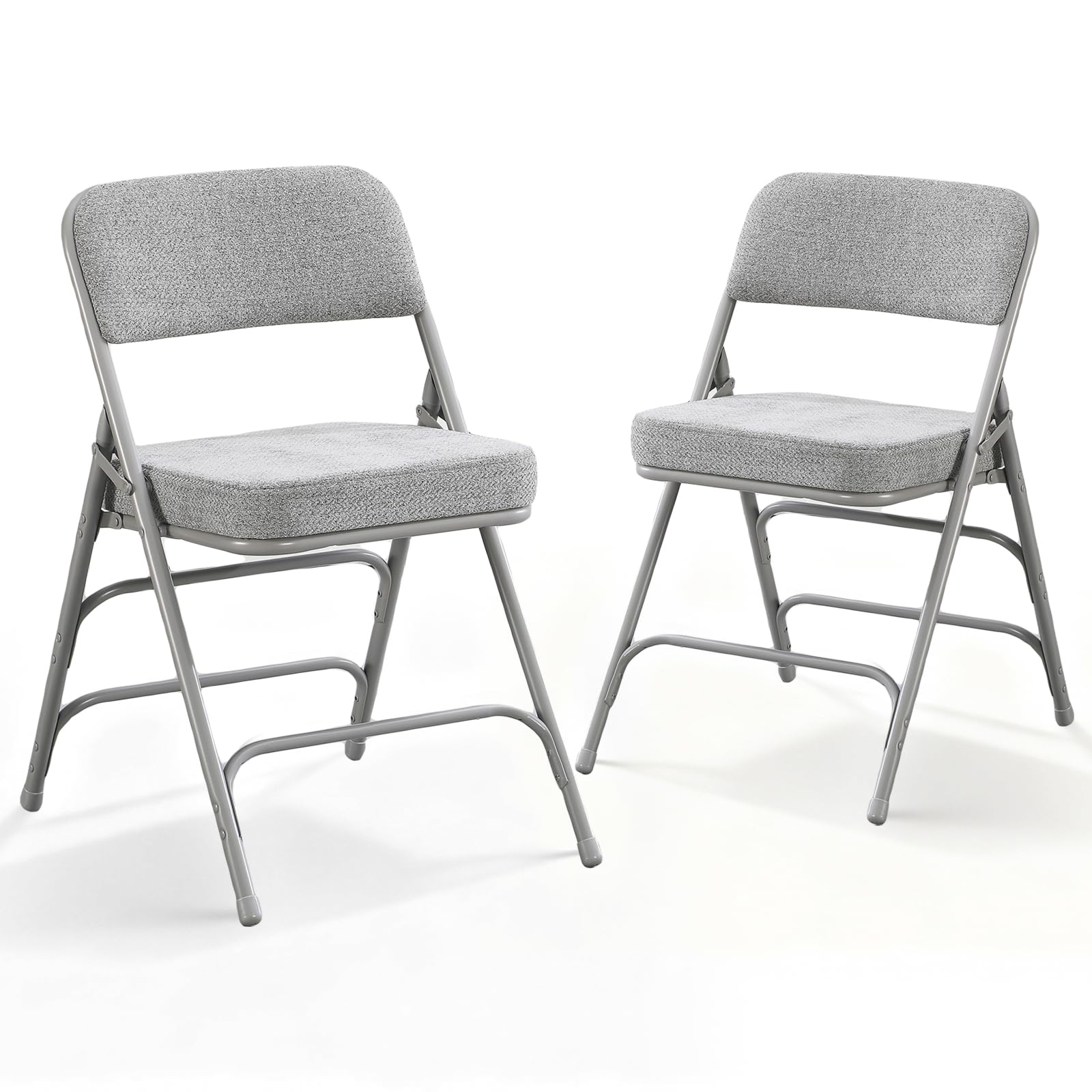 BOOSDEN Padded Folding Chairs 2 Pack, Fabric Stackable Portable Dining Chiars Set, Metal Folding Chair with Cushion, Comfortable Foldable Chair for Office, Home, Banquet, Party, Indoor, Outdoor (Gray) — image 1