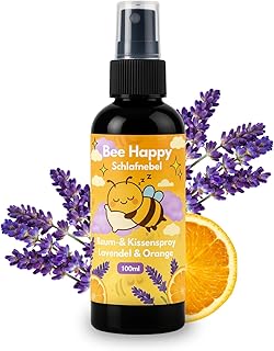 Bee Happy Kissenspray 100ml – Bio Lavendel-Orangen mit ätherischen Ölen. Frischer Duft für Kissen, Bett & Schrank. Ideal für Yoga, Entspannung, Konzentration & als Raumspray.