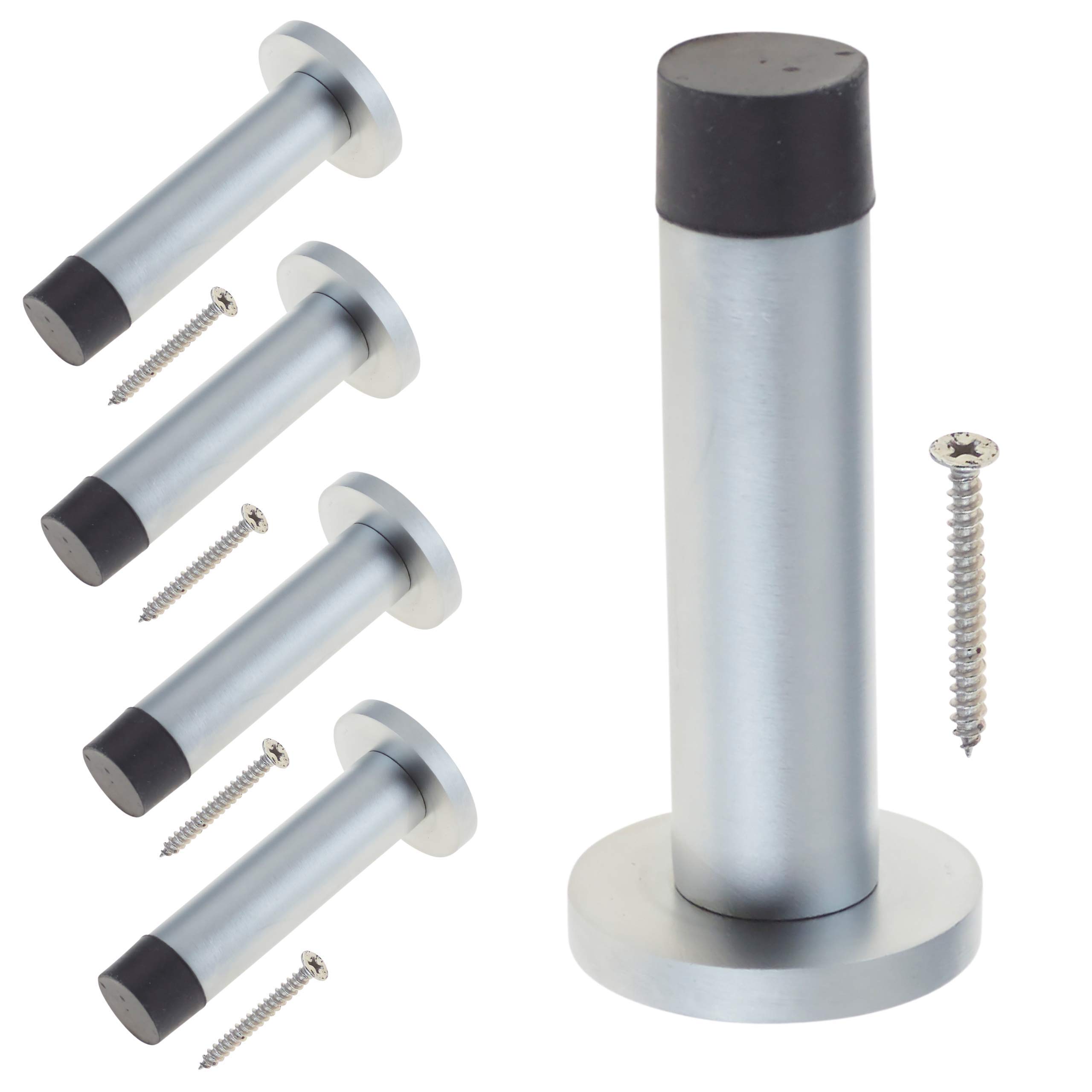 Eai Chrome Door Stop | Projection Wall Door Or Skirting Mounted | Satin | Pack Of 5