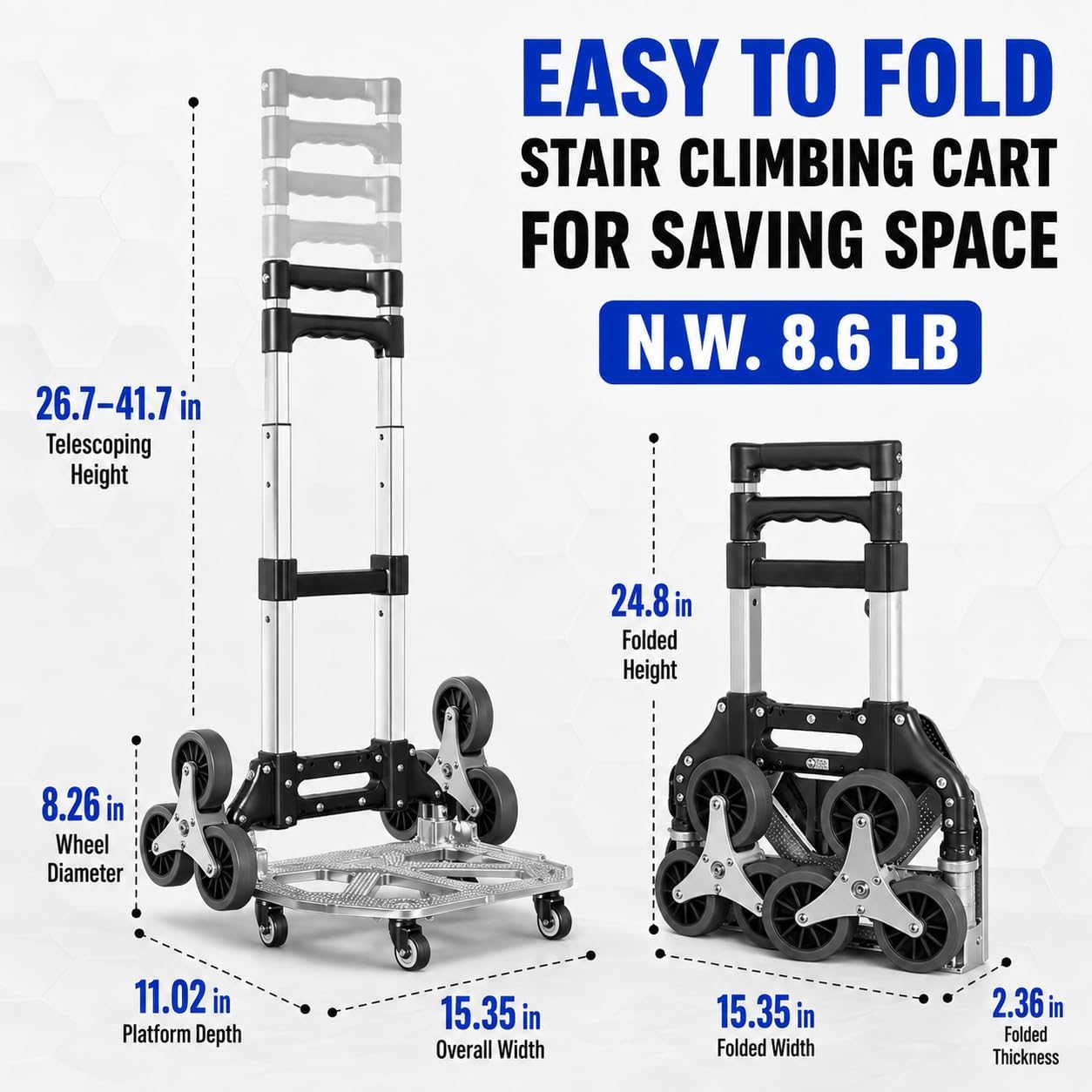 Stair Climbing Cart, 330LB Capacity Collapsible Stair Climbing Dolly