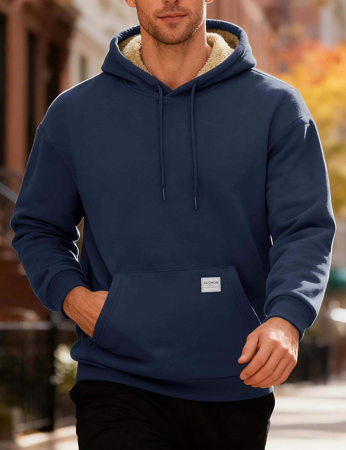 MAGCOMSEN Men's Hoodie Pullover Fleece Sweatshirts Heavyweight Sherpa Lined Thick Warm Winter Hoodies with Kangaroo Pocket - Image 2