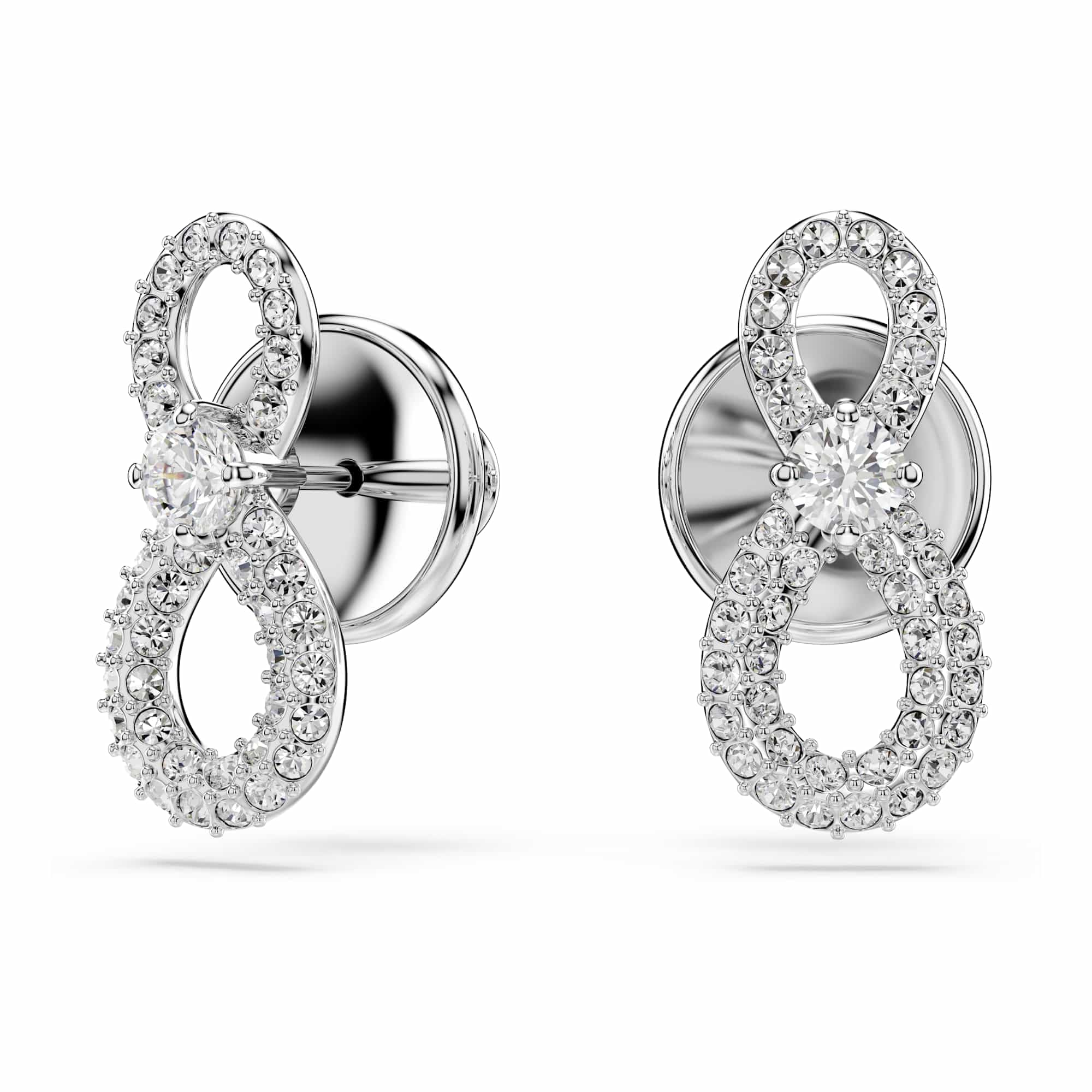 Swarovski Hyperbola Collezione Orecchini a lobo, Taglio rotondo, Pavé, Infinito, Bianco