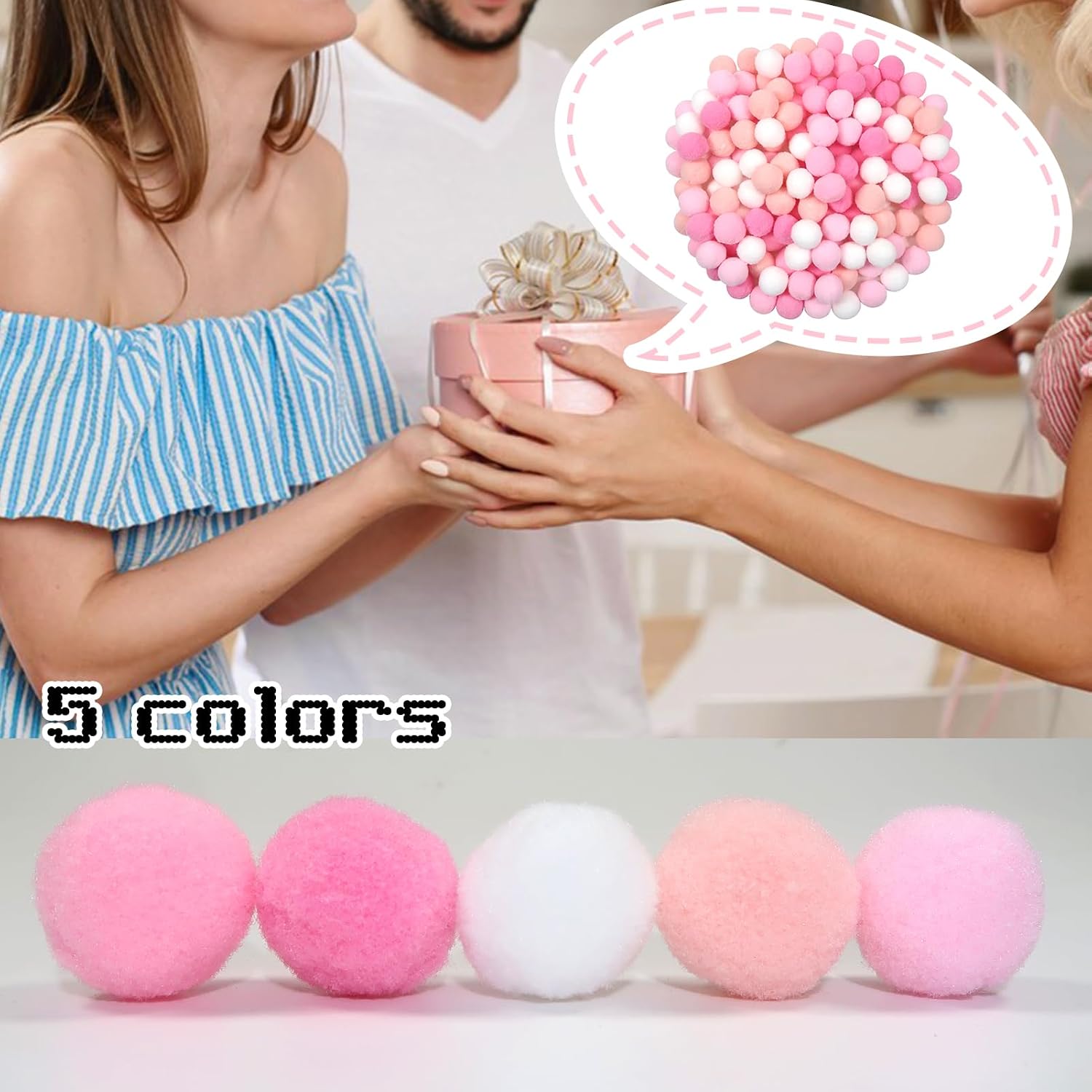 TOAOB 1450pcs Pom Poms Pink Pompoms Fuzzy Pom Poms Balls with Wiggle Google Eyes for Arts and Crafts DIY Projects Home Decorations Chanukah Christmas 0.4 Inch to 1.2 Inch image 5