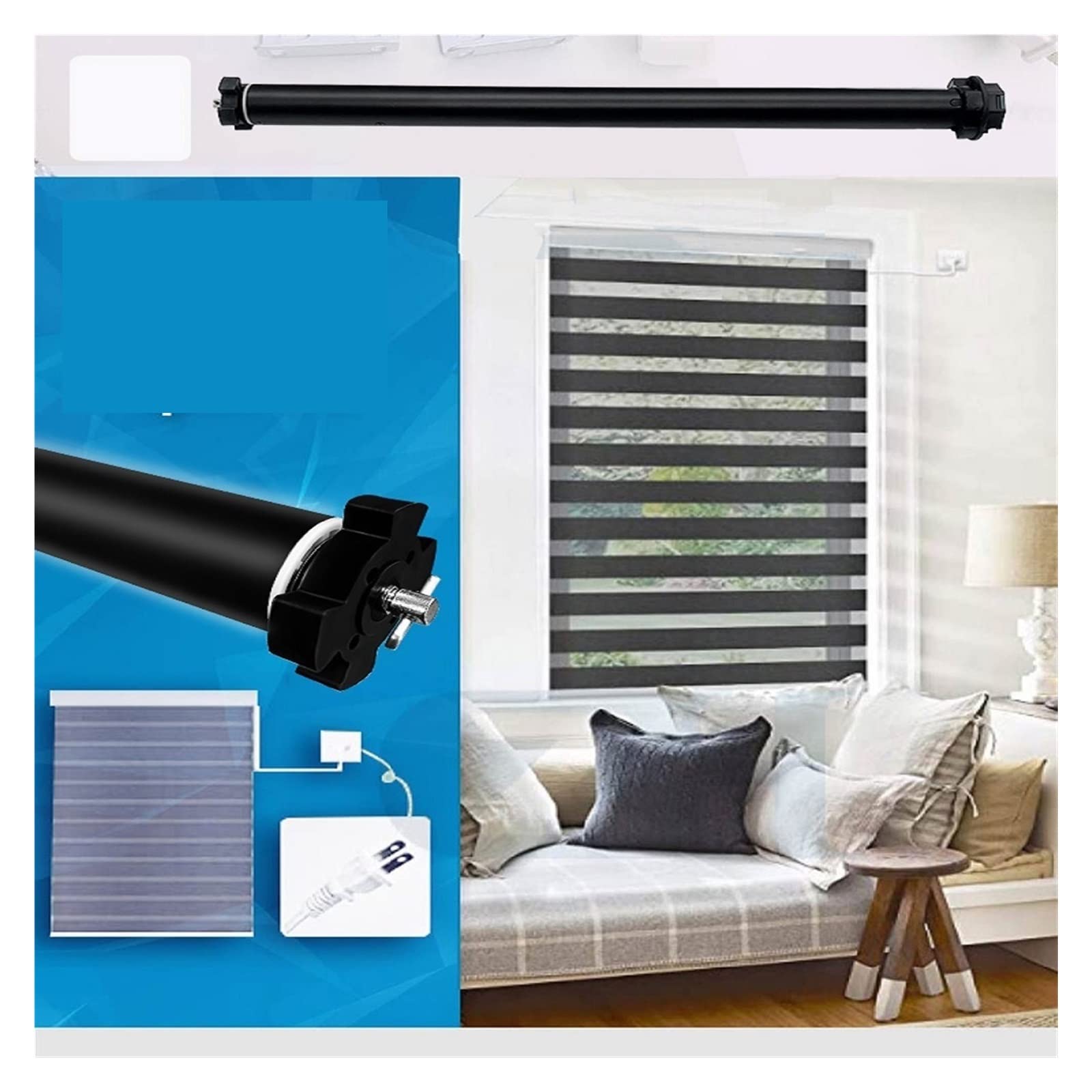 Lagerausstattung, Rollomotor 38 mm Rohrvorhänge mit Smart Tube motorisiertem elektrischem eingebautem RF-Empfänger for Volume Gate Garagentor(WiFi Blind Motor)