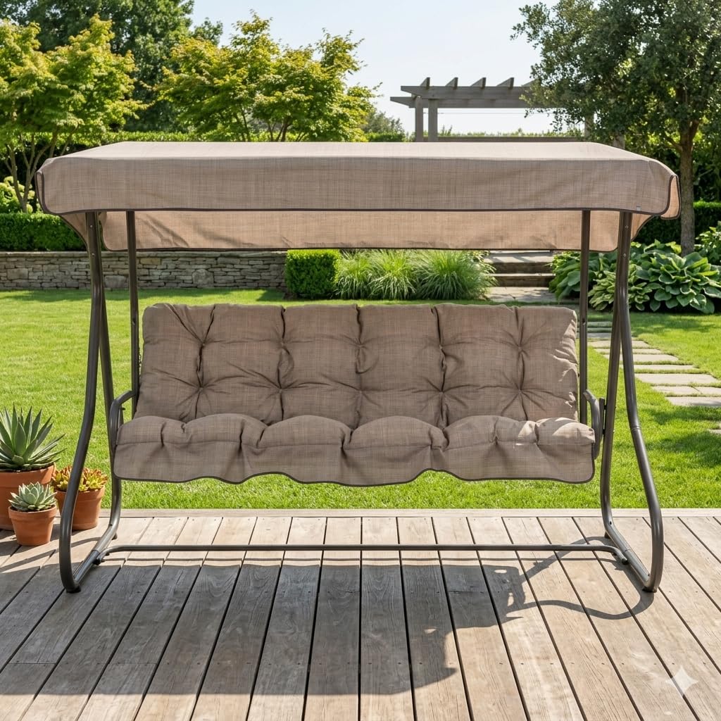 PATIO Hollywoodschaukel 3 Sitzer mit Liegefunktion Milano bis 300kg | mit Auflagen und Sonnendach