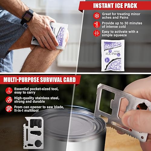 Miniatura 6 de Kit de primeros auxilios con suministros médicos esenciales de emergencia, kit médico portátil impermeable para viajes en casa, camping, senderismo,