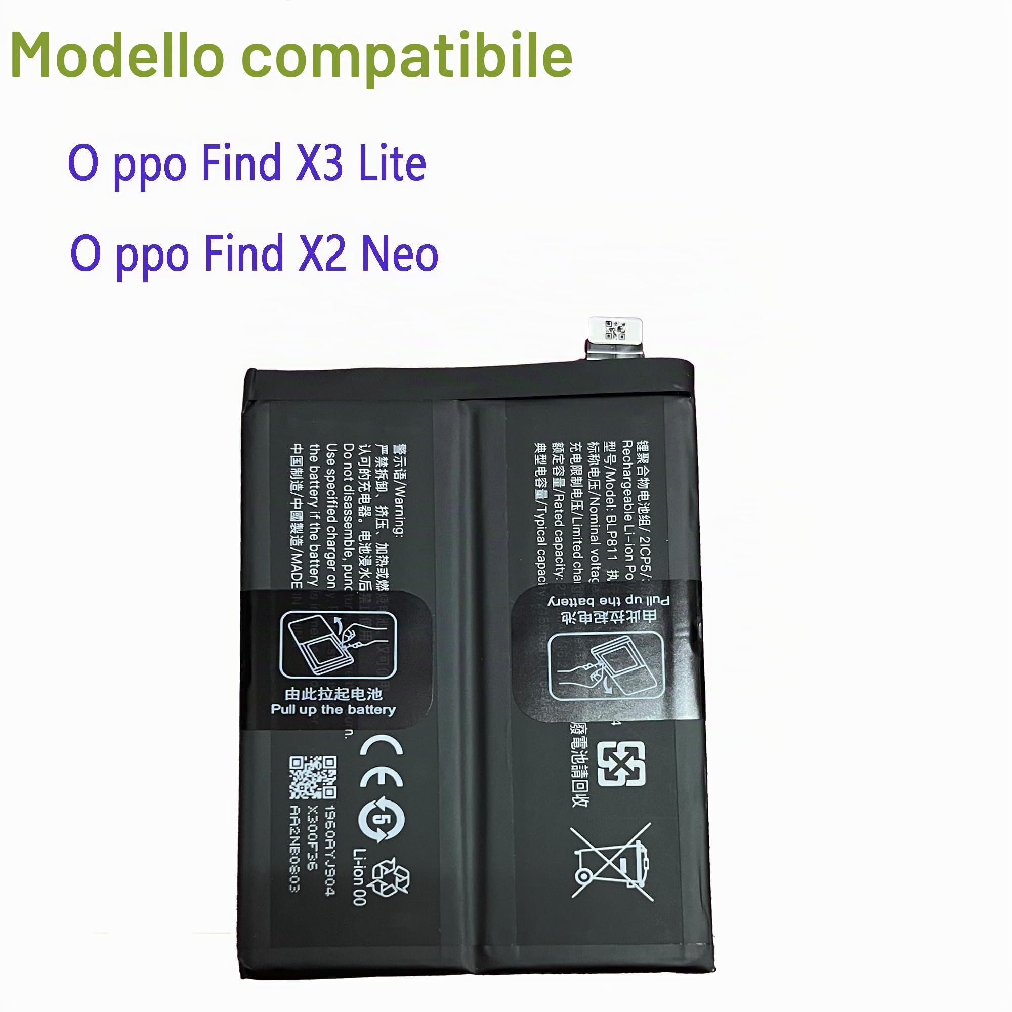 BLP811 Batteria di ricambio compatibile con Oppo Find X3 Lite & Oppo Find X2 Neo con set di attrezzi