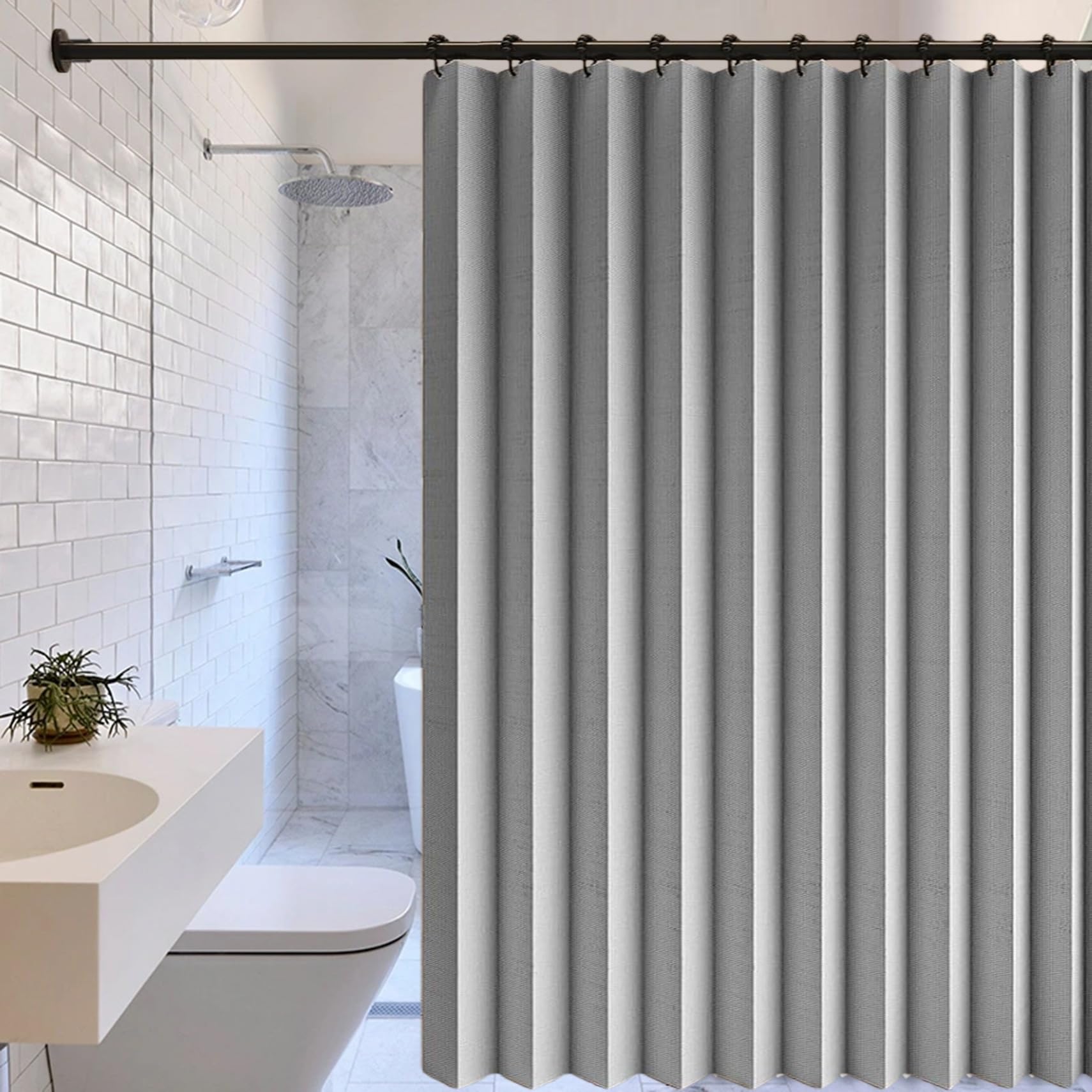 Xueqxue Grey Blackout Door Curtain 134 X 206 Cm Blackout, Privacy, Room Divider, Privacy, Isolate Oil Smoke Pleated Magnetic Door Curtain For Room Bedroom Bathroom Living,