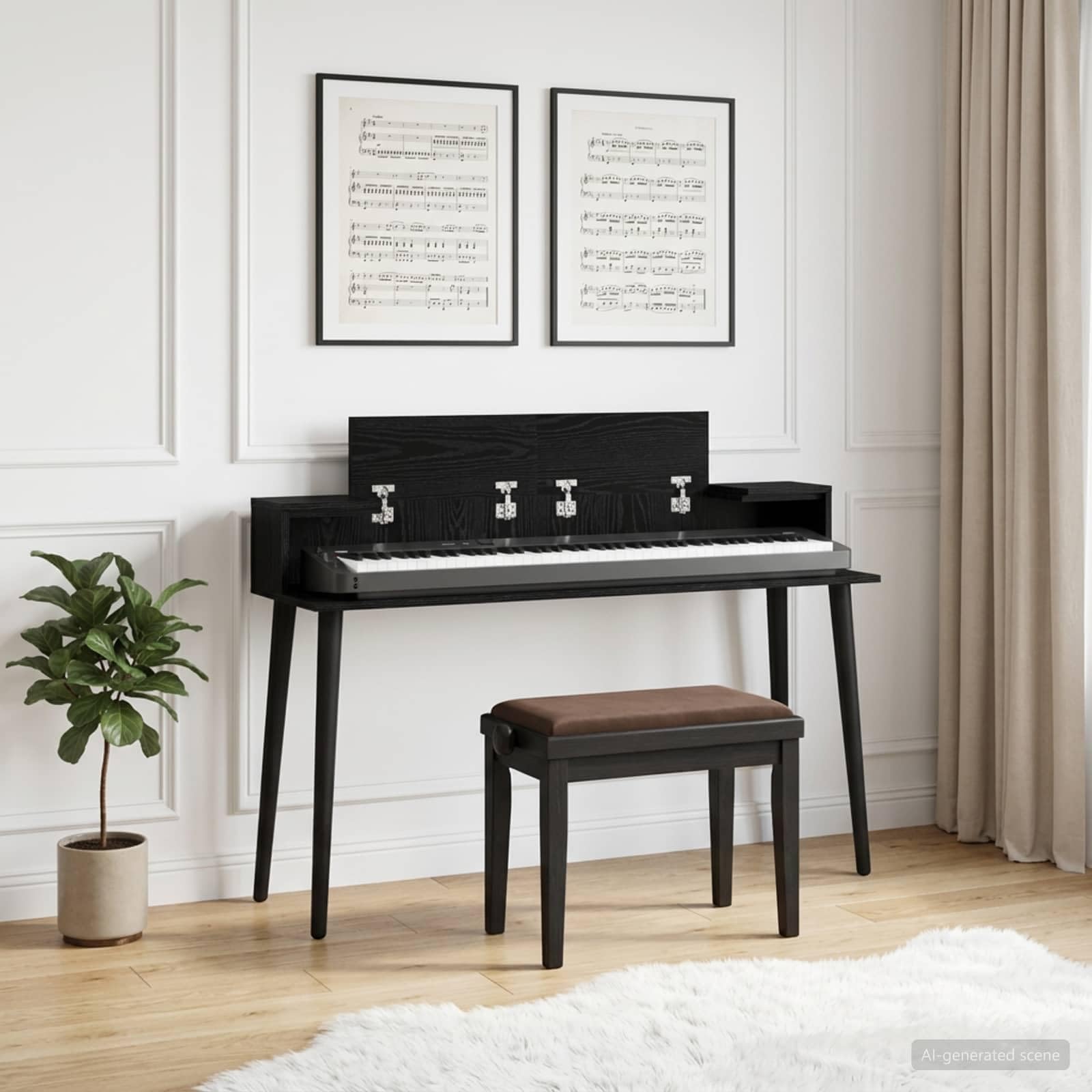 Studiotisch Schwarz Eichen-Optik 130 x 36 x 19,5 cm Keyboard-Schrank