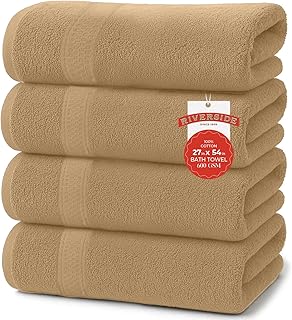 RIVERSIDE 100% Ring Spun Cotton Large Bath Towels Set of 4, 27 x 54 Inch...