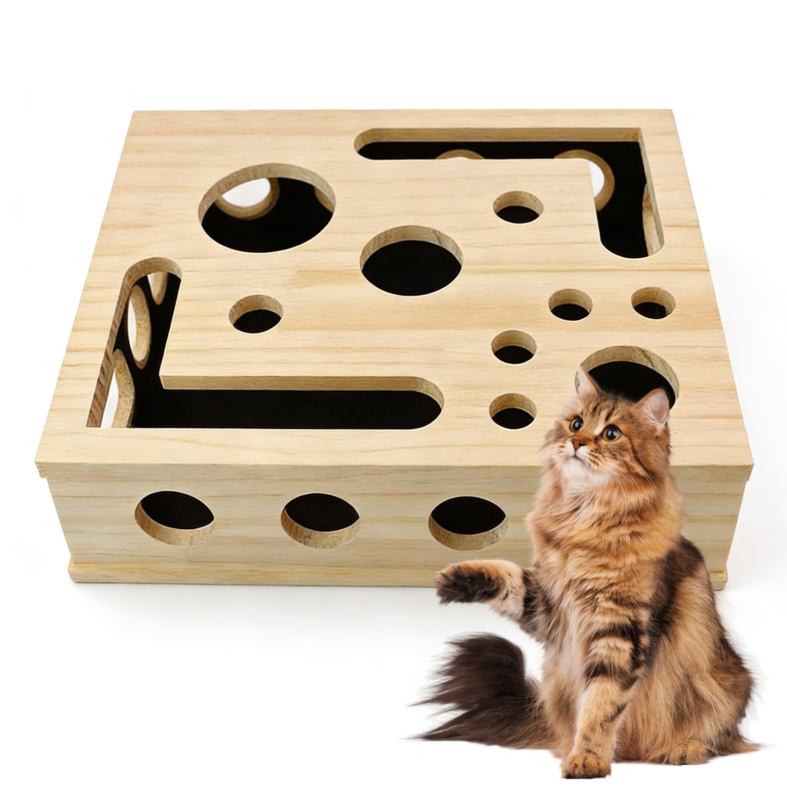 2 en 1 Jouet Interactif pour Chat, Jeu Chat Interactif, Griffoire a Chat pour Griffes Boîte à Ongles pour Chat Contenant du Papier de Verre pour Le Soin des Griffes, Boîte Puzzle à Gratter