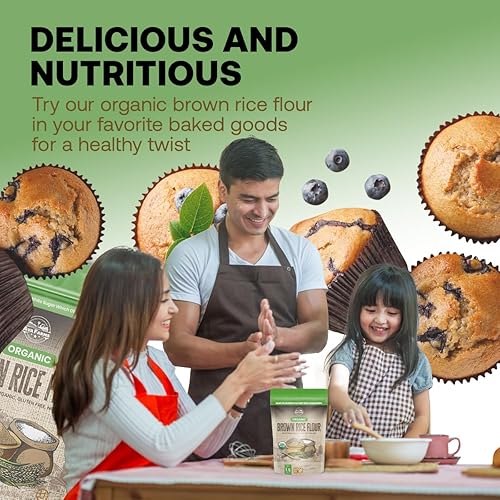 Miniatura 2 de Ava Farms Harina de arroz integral orgánica de 24 onzas sin gluten, harina para hornear multiusos de alta fibra, sin OMG