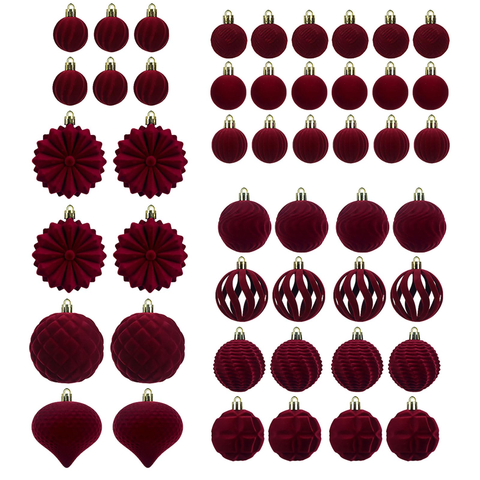 48Pcs Christmas Baubles Velvety Ball Hanging Ornament for Christmas Tree Wreath Decoration Holiday Party Centerpieces Tree Ornaments
