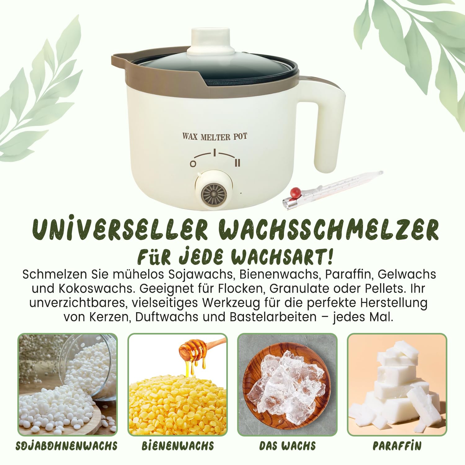 LINGQIAN Pot à cire pour bougie électrique avec bec verseur Pour la fabrication de bougies, 1.5L machine de fonte cire bougie Pour adultes(café)