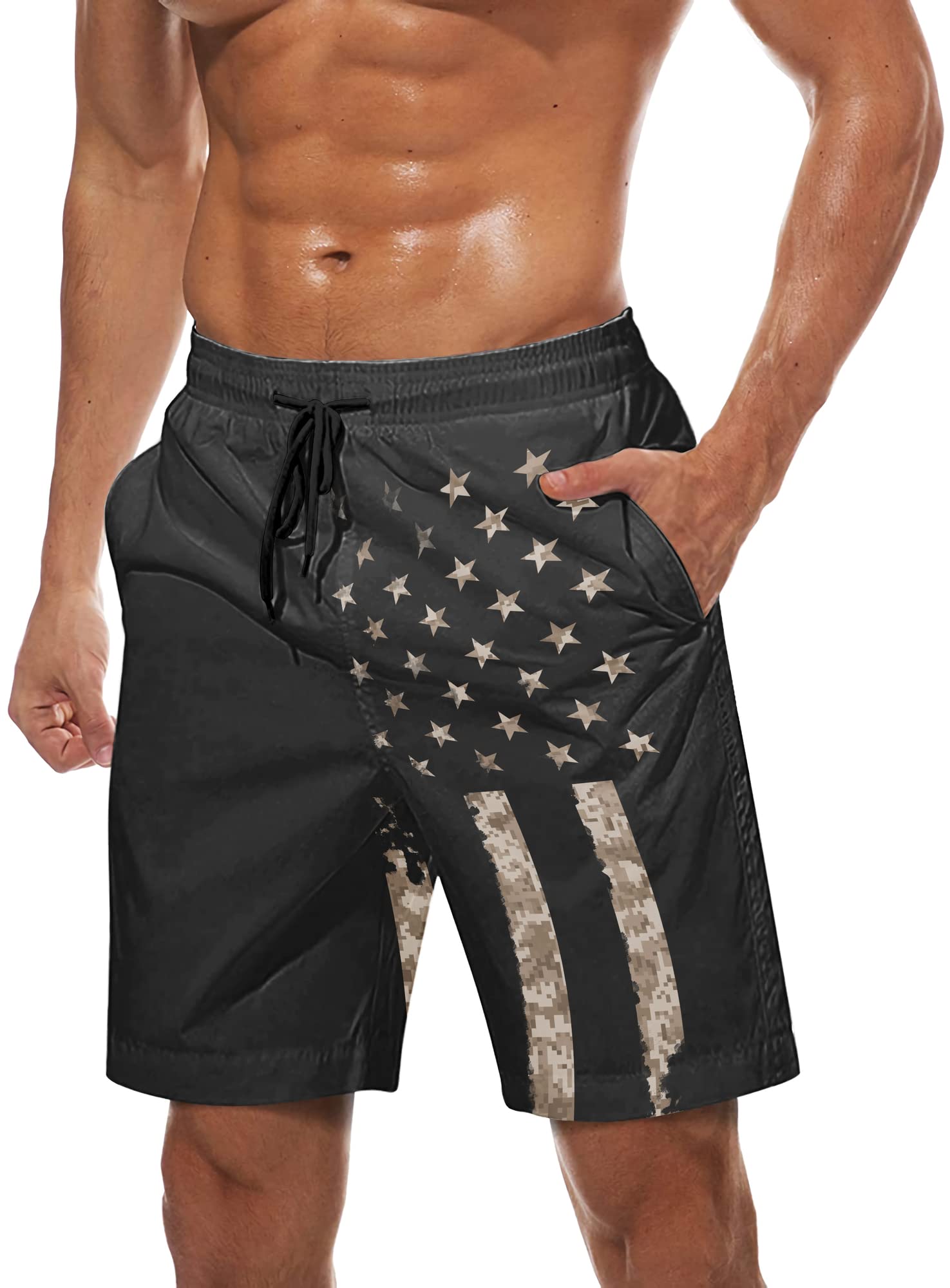 Mijcaz Mens Summer Quick Dry Breathable Swim Trunks Men with Pockets