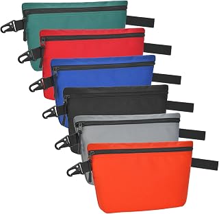 6 Pack Tool Pouch with Zipper,Waterproofing Heavy Duty Small Tool Bag,Multipurpose Organizer Utility Tool Bag,for Tools,Office Supplies,Cosmetics,Stationary