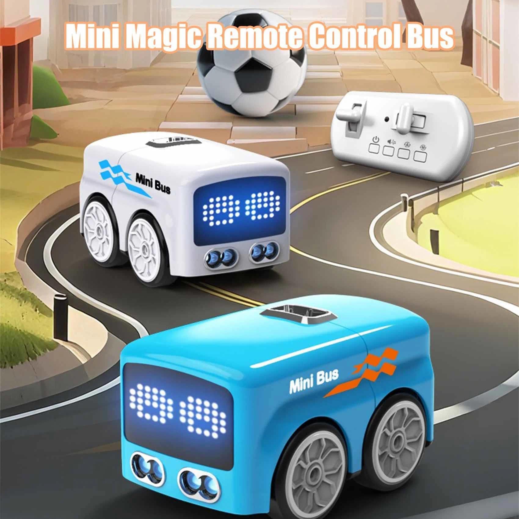 YUNFAN Magic Mini RC Bus,2026 Upgraded Remote Control Sensor Car,Auto-Avoidance Line Trace Magic Car That Follows Drawn,Smart Controlled Toy Bus with Expressions & 4 Play Modes,for Boys & Girls(Blu)