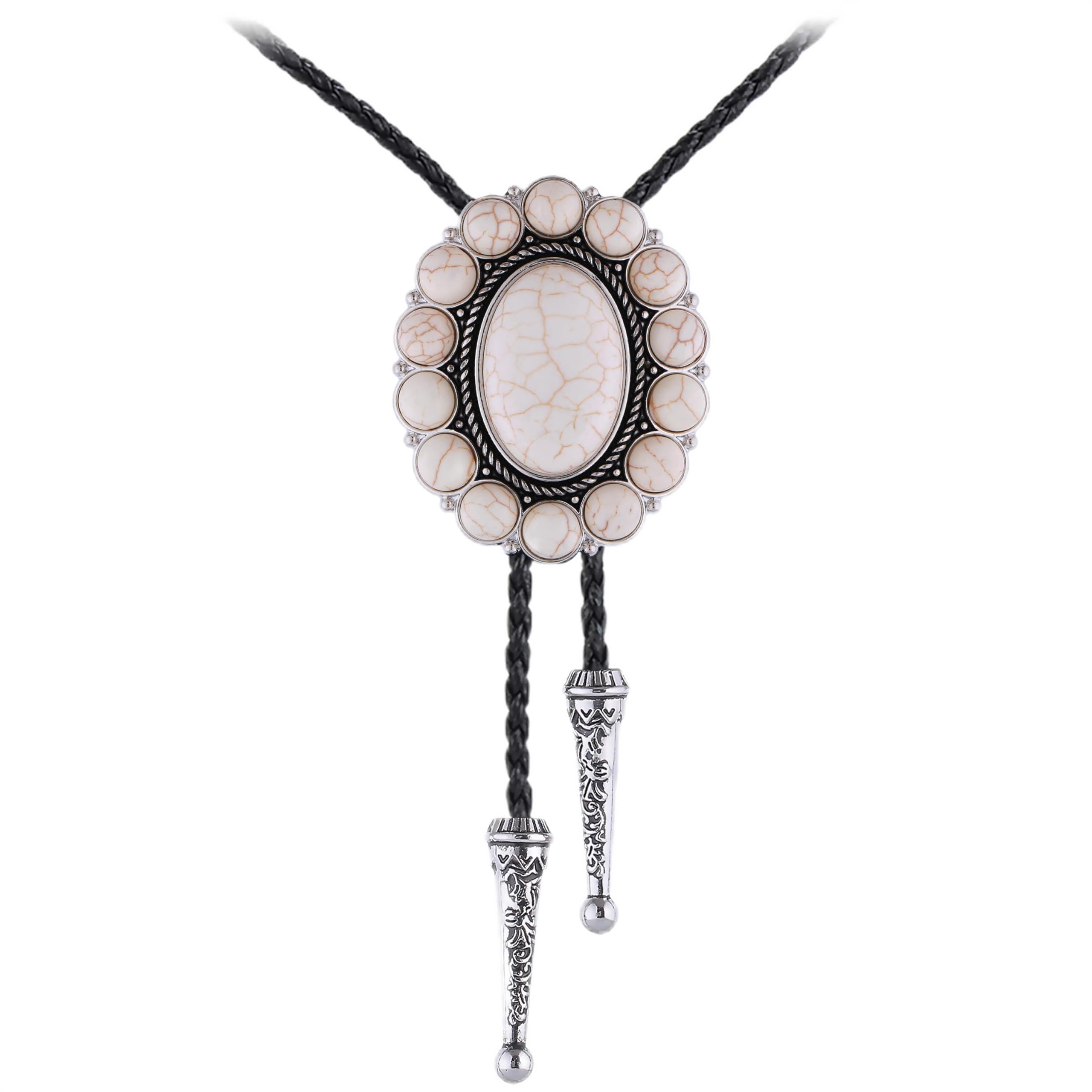 GelConnie Bolo Tie for Men Women Western Cowboy Turquoise Leather Necktie