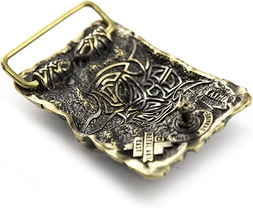 Miniatura 4 de Hebilla de cinturón Fenrir Wolf, hecho a mano antiguo nórdico escandinavo vikingo mitología hombre lobo hebilla de cinturón de latón macizo