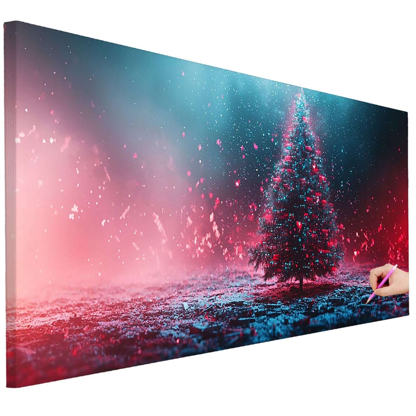 Zestaw do malowania diamentami kompletny zestaw na Boże Narodzenie malowanie diamentowe duży rozmiar 150 x 60 cm DIY diamentowe malowanie drzewo hobby dla dorosłych, diamentowa sztuka diamentowa do