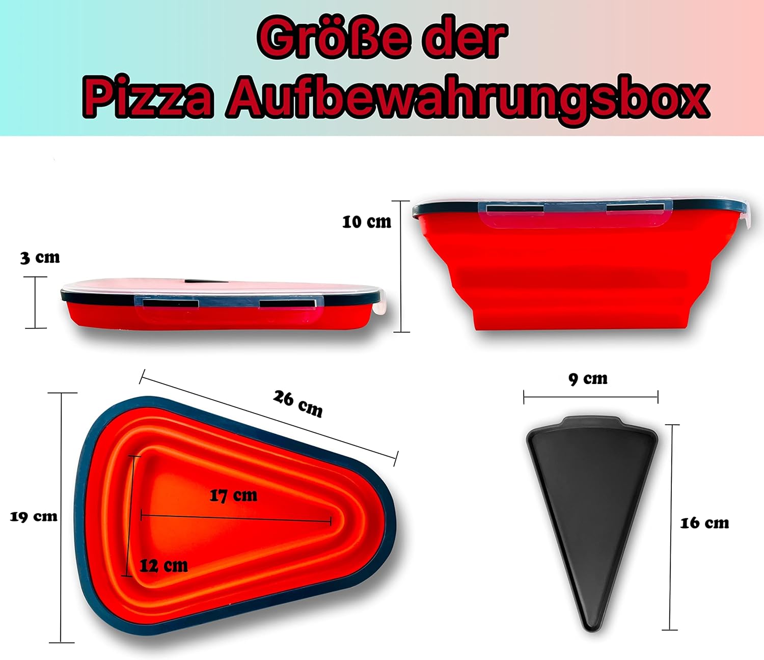 GLLOREE Boîte à Pizza Pliable en Silicone - Réutilisable, Sans BPA, Conception Triangulaire pour Transport Facile et Écologique - Image secondaire