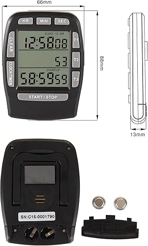 Miniatura 6 de Runleader RL-KT001 - Temporizador digital con LCD grande de 3 canales, temporizador de cocina, temporizador de cuenta regresiva (negro)