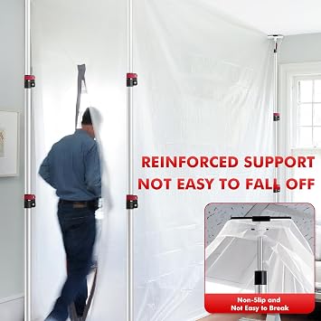 12FT Dust Barrier Poles, 4Pack Spring Retractable Zipper Wall Poles