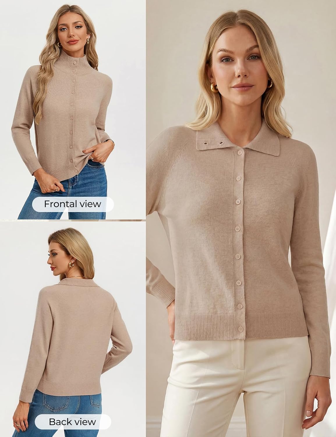 GRACE KARIN Cardigan Sweaters for Women Lightweight Button Up Sweater Jacket Collared Teacher Outfits Early Fall Fashion
