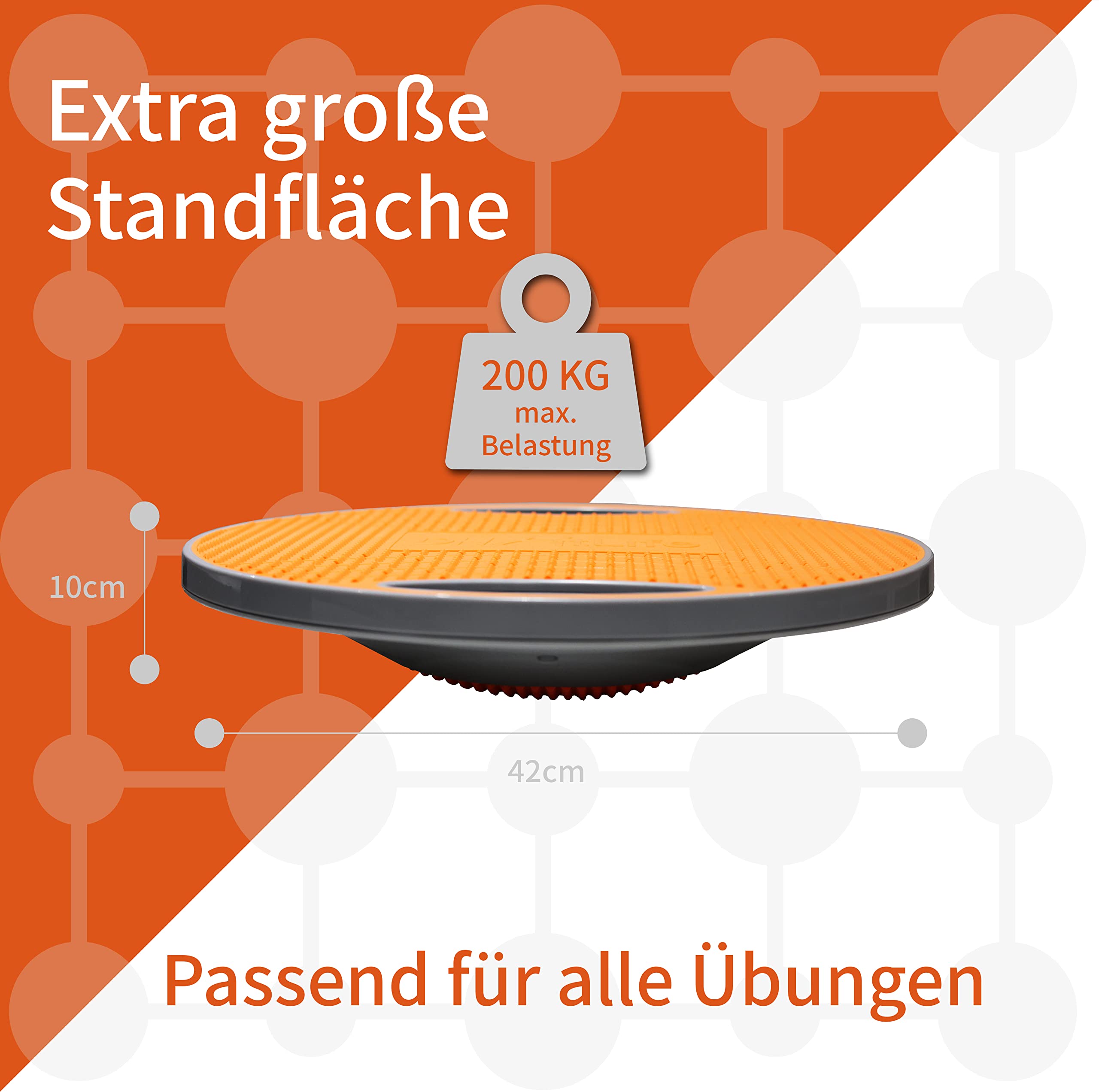 DH FitLife Balance Board, Wackelbrett, Balance Pad mit Griffen, extra groß Ø 42cm, max. 200 KG, Gleichgewichtstrainer, Fitness Balance-Board Erwachsene