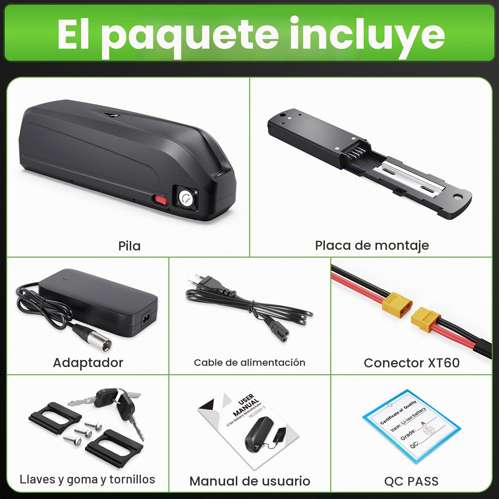 E-Bike Batería (Hailong-2)LG21700 Cells 48 V 19,2 AH con cargador, apto para motores de 250 W - 1500 W, para Mifa VAUN Prophete, puede corresponder a Tianneng, más adecuado para la modificación