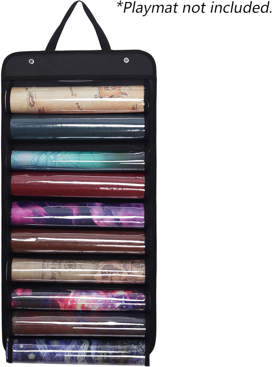 MTG Playmat Tube Storage Bag Play Mat Organizer Durable Hangable MTG Playmat Holder 10 Slot Transparent Mat Case Fits 14in and 15in Playmats