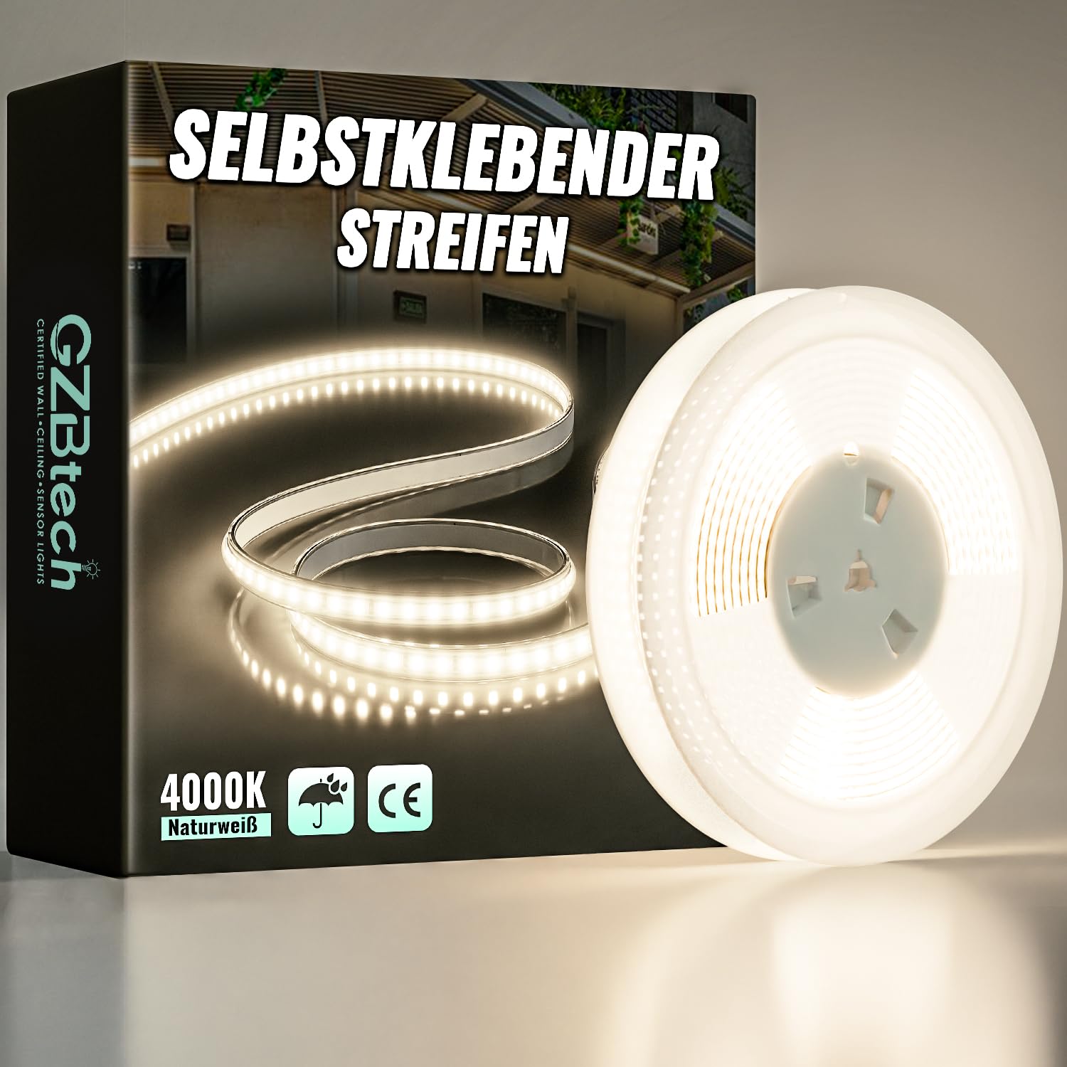 GZBtech Silikon LED Strip Light 10M, 230V 4000K Neutralweiß LED Streifen Schrankbeleuchtung, kürzbar Selbstklebend LED Lichtband für Schlafzimmer Küchen Innen Außen Deko und Kommerzielle Nutzung