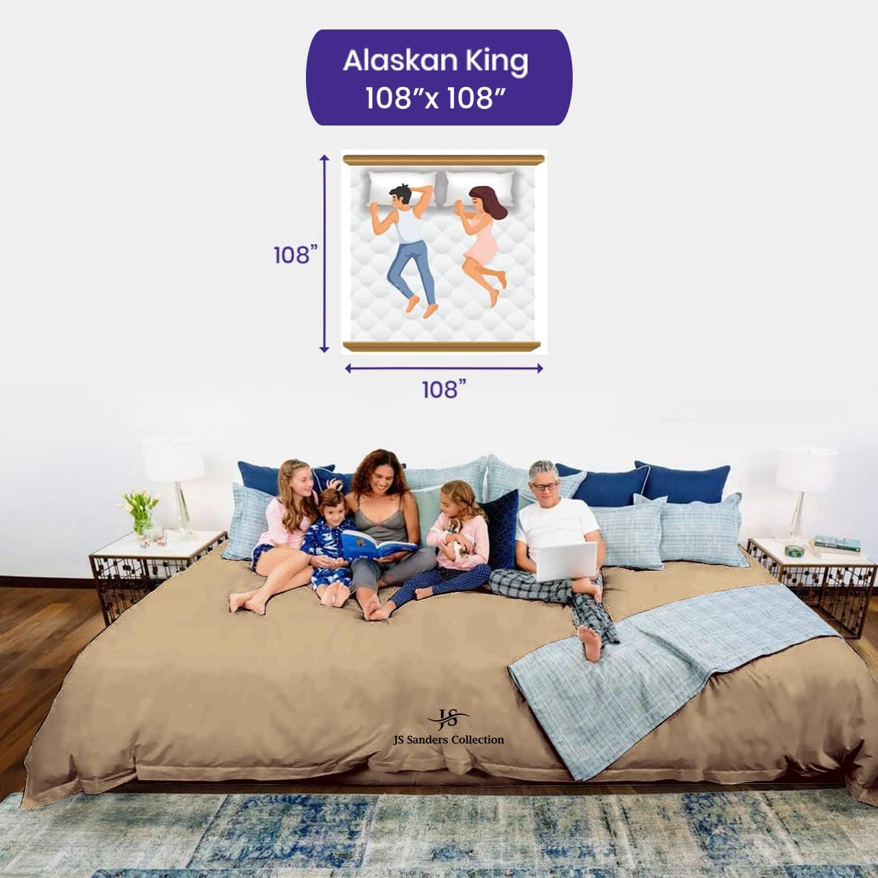 CASA LINEN Alaskan King (108X108) Sheet Set Luxury Soft 100% Egyptian Cotton -Classic Collection Bed Sheet Set for Alaskan King Mattress Taupe Solid 1000 Thread Count 8" Deep Pocket