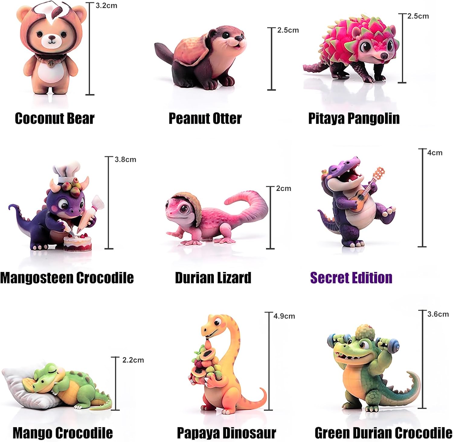 M.A.K Fantasy Fruit Zoo Fruit Fairy Series Blind Box Figures Random Design Adorable Animals Miniature Model for Home Decor Collectible Car Dashboard Decoration (Single Box)