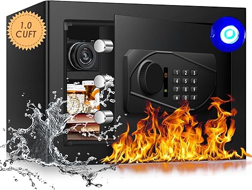 ToruKeep Caja de seguridad ignífuga de 1.0 pies cúbicos, teclado digital electrónico, cerradura de llave oculta, caja de seguridad para gabinete