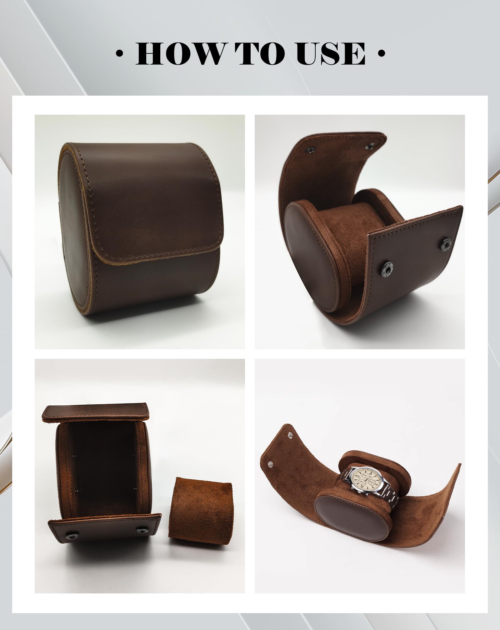 Custodia da viaggio per orologi, custodia arrotolabile singola in pelle PU, organizer per orologi con cuscino rimovibile, supporto portatile per orologi, gioielli e bracciali, regalo di Natale, marr