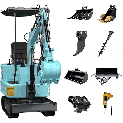 1.4 ton mini excavator with hydraulic thumb, diesel Kubotaengine, suitable for tight spaces, landscaping, agriculture, including delivery and & unloading services (blue4)