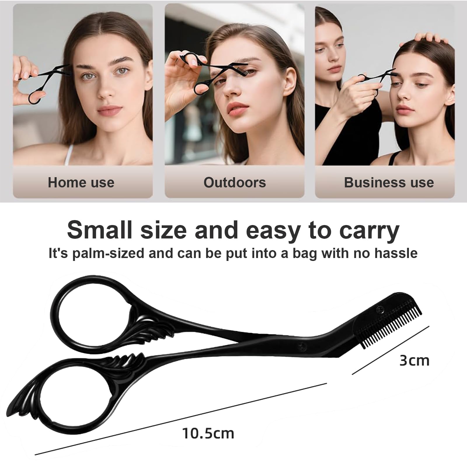 Strumenti di Bellezza 2-in-1, Taglia Sopracciglia con Pettine, Lama Acciaio Polvere 14.5cm, Per Dermaplaning Viso