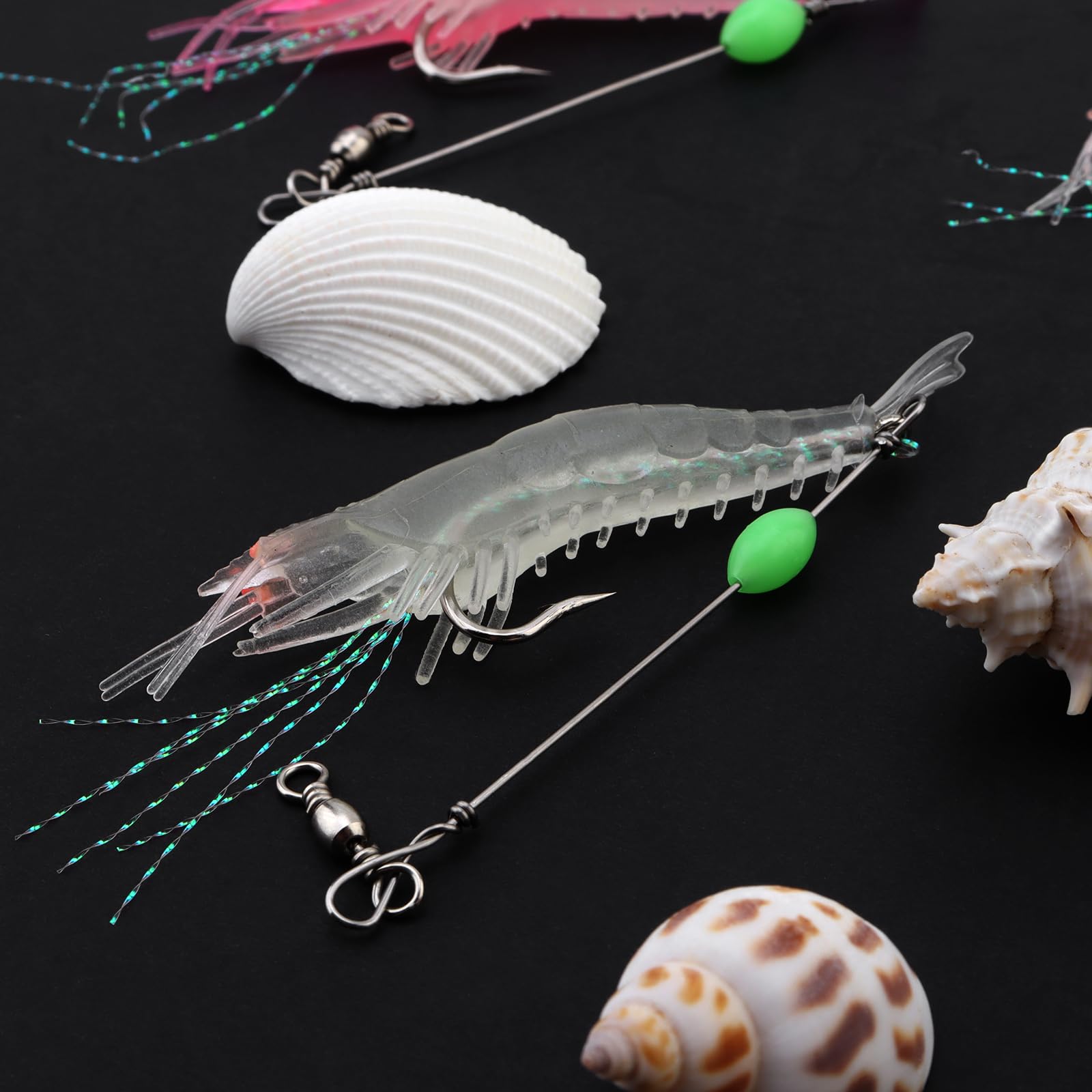 Esche da pesca in acqua salata esche per gamberetti, esche luminose e morbide per gamberetti, esche artificiali in silicone con ganci per trota, spigola, salmone
