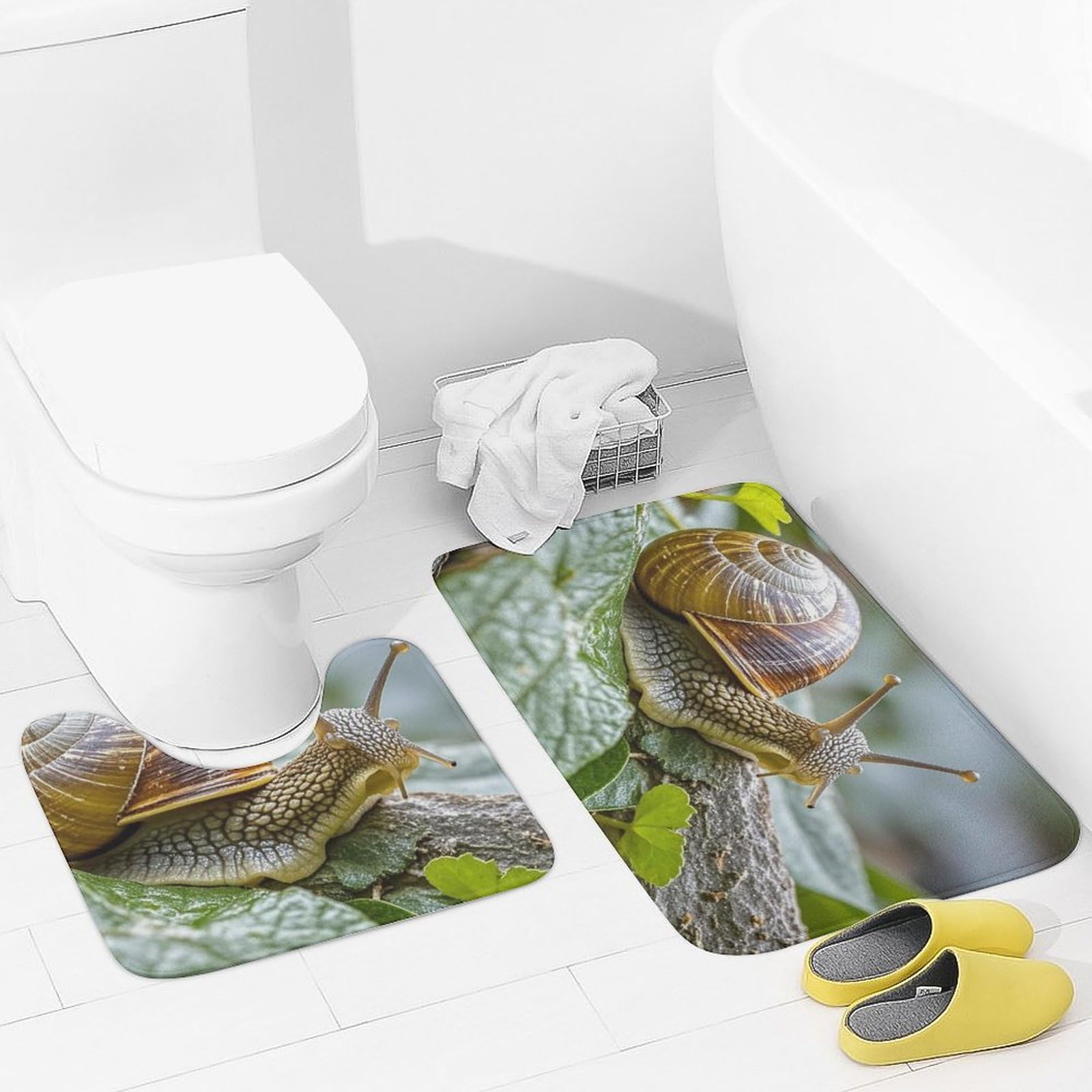 Lot de 2 tapis de bain doux et absorbants avec contour WC en U gris
