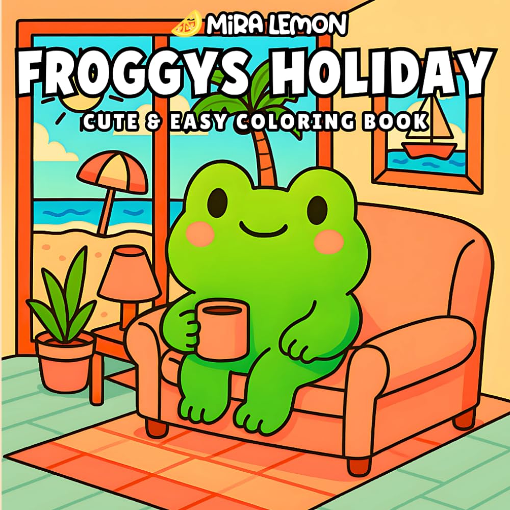 Froggys Holiday: Cute & Easy Coloring Book for Adults and Teens Full of Hoppy Moments, Cozy Lines & Hours of Froggy Fun from the Lemon World (The Lemon Holiday Coloring Book Collection)
