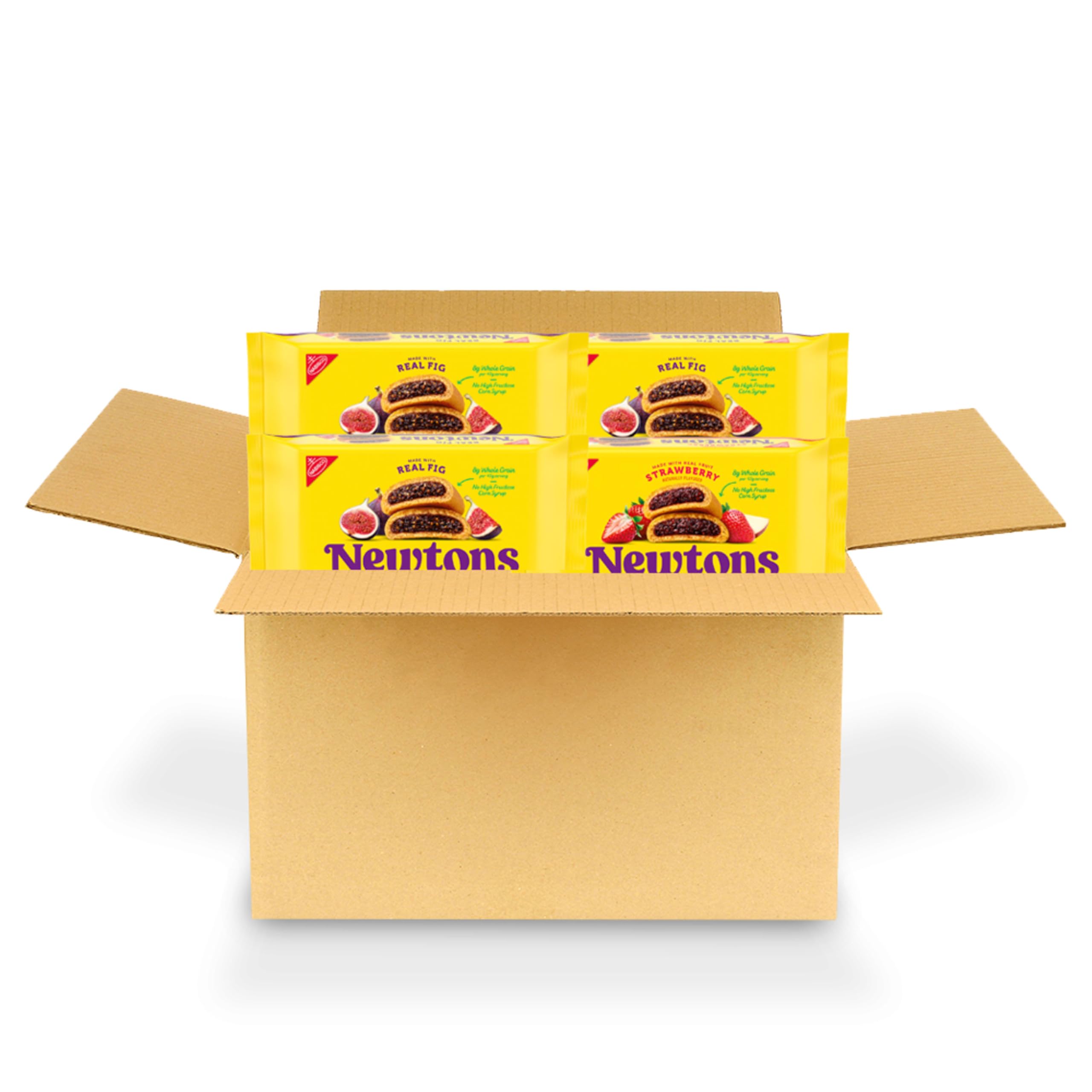 NEWTONS Soft Baked Fruit Bars Variety Pack, Real Fruit Fig Bars and Strawberry Cookies, 4 - 10 oz Packs