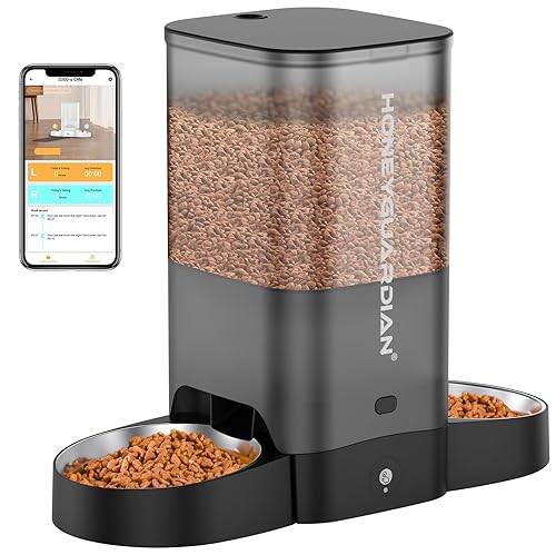 HoneyGuaridan 5L Automatic Cat Feeder for Two Cats, 5G WiFi