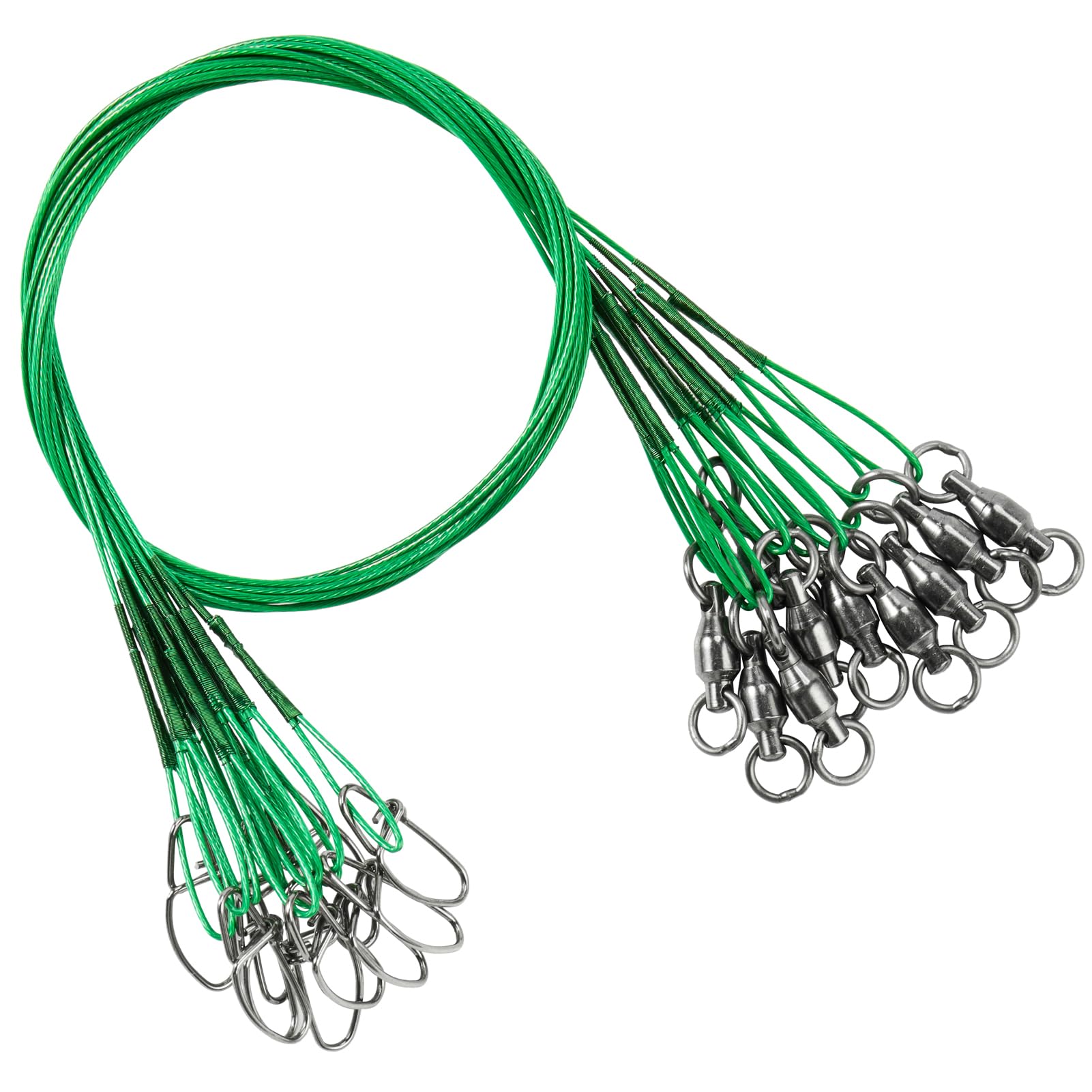 AMYSPORTS Saltwater Steel Fishing Leader Wire Stainless Swivel Fishing Leader Freshwater High Strength Wire Leader Lure Black Nickel #2 50lb 11.8in 20pcs